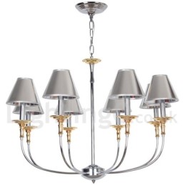 Lámpara de araña moderna contemporánea de 8 luces estilo vela cromada