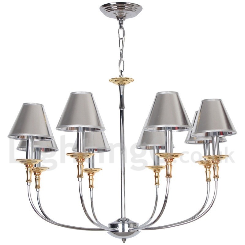 Lámpara de araña moderna contemporánea de 8 luces estilo vela cromada