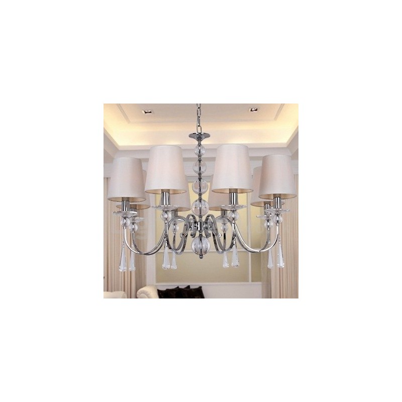 Lámpara de araña contemporánea de cristal K9 de 8 luces estilo vela
