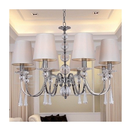 Lámpara de araña contemporánea de cristal K9 de 8 luces estilo vela Lámpara de araña contemporánea de cristal K9 de 8 luces estilo vela