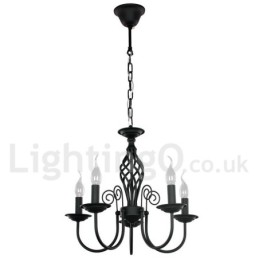 Lámpara de araña contemporánea estilo retro de 5 luces en color negro