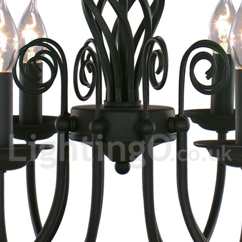 Lámpara de araña contemporánea estilo retro de 5 luces en color negro