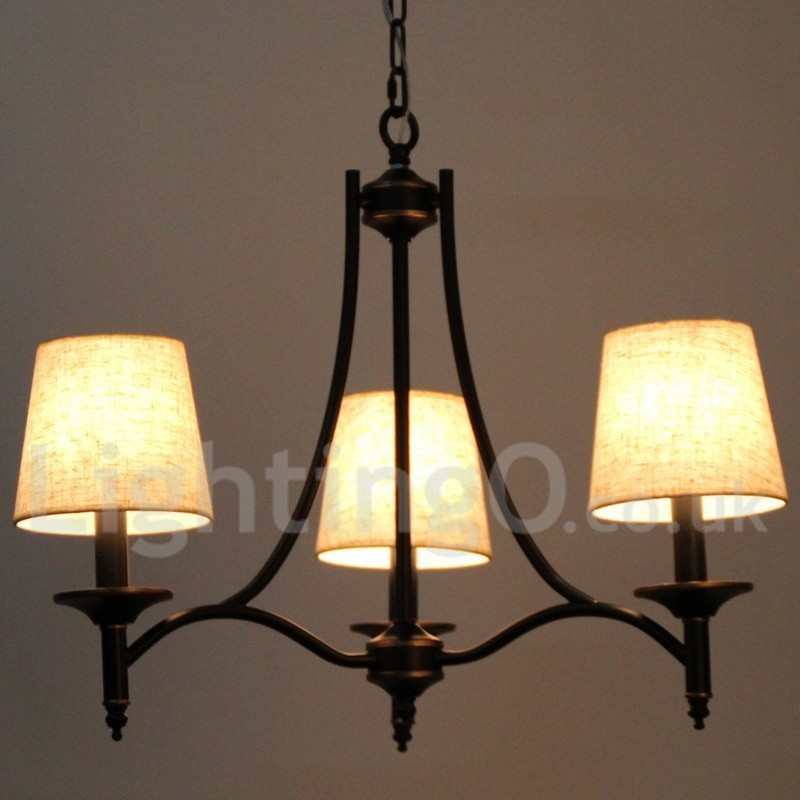 Lámpara de araña contemporánea de 3 luces, estilo rústico retro negro