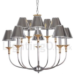 Lámpara de araña moderna contemporánea de 10 luces estilo vela cromada