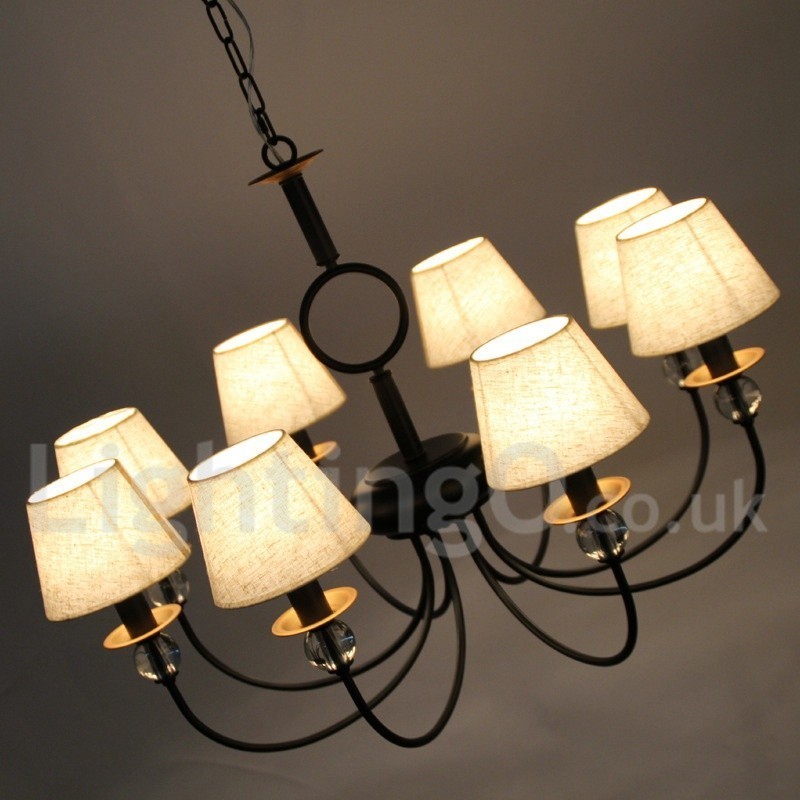 Lámpara de araña de 8 luces, estilo rústico, retro, mediterráneo, contemporáneo, estilo vela, color negro