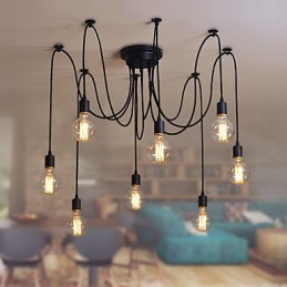 Lámpara colgante de 8 luces, estilo tradicional, clásico, retro, de metal.