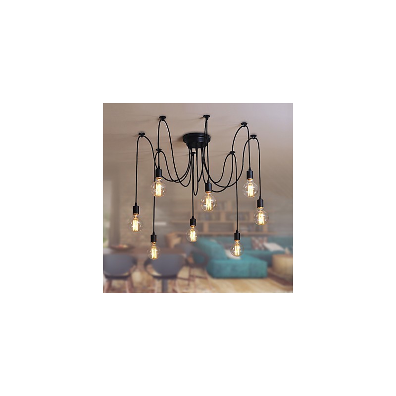 Lámpara colgante de 8 luces, estilo tradicional, clásico, retro, de metal.