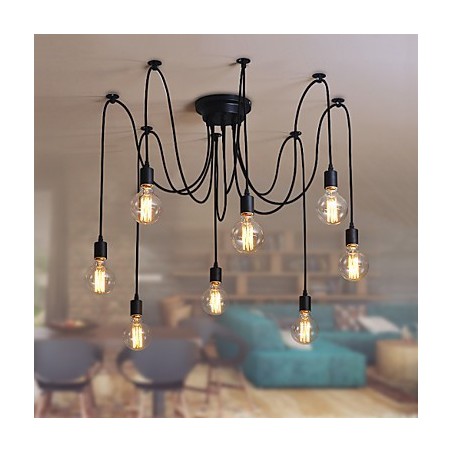 Lámpara colgante de 8 luces, estilo tradicional, clásico, retro, de metal. Lámpara colgante de 8 luces, estilo tradicional, clásico, retro, de metal.