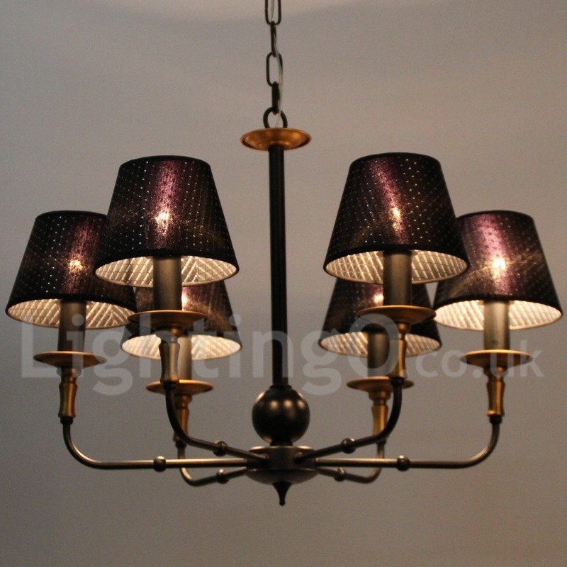 Lámpara de araña rústica retro de 6 luces