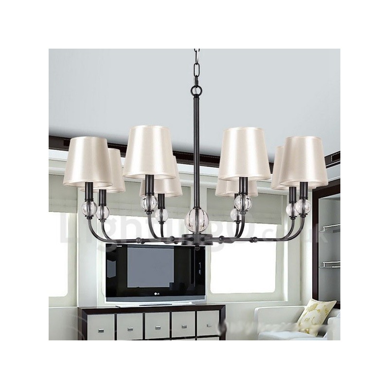 Lámpara de araña contemporánea de estilo rústico retro negro de 8 luces