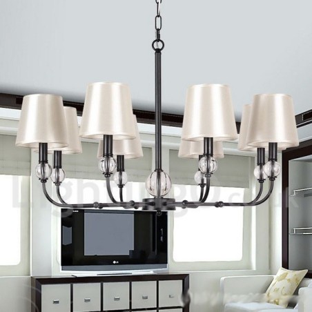 Lámpara de araña contemporánea de estilo rústico retro negro de 8 luces Lámpara de araña contemporánea de estilo rústico retro negro de 8 luces