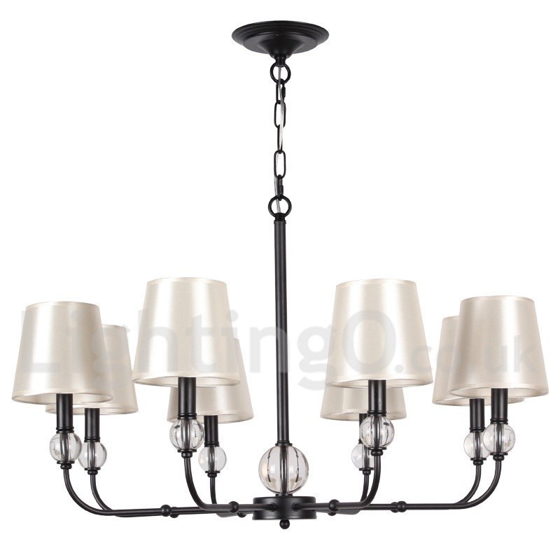 Lámpara de araña contemporánea de estilo rústico retro negro de 8 luces