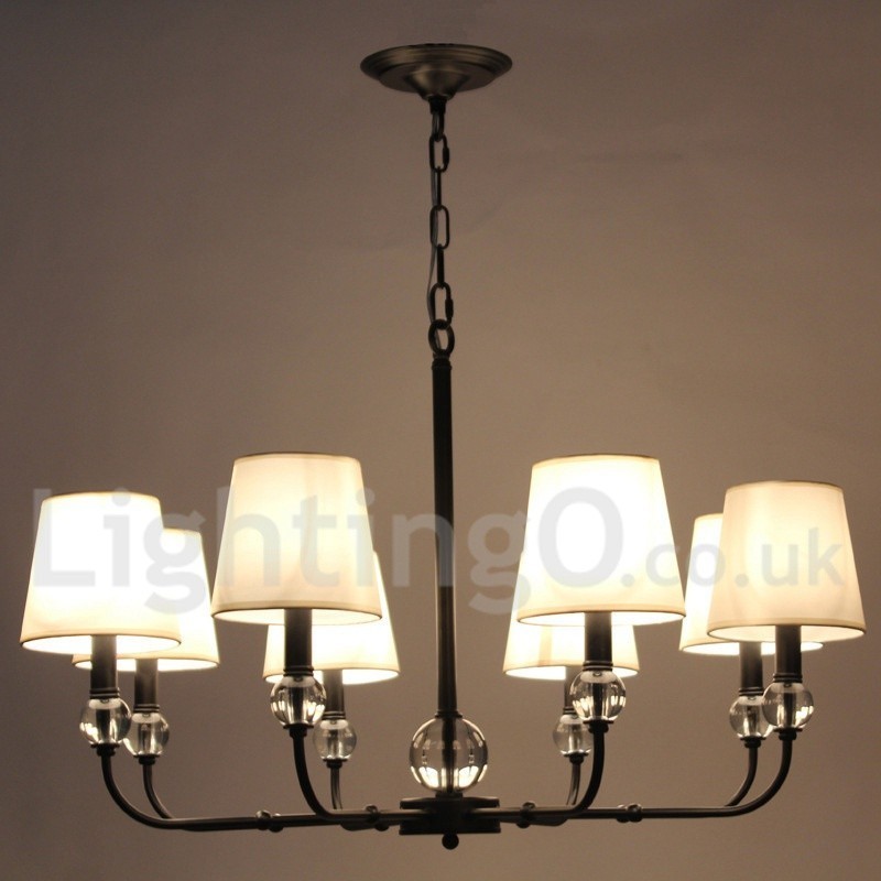 Lámpara de araña contemporánea de estilo rústico retro negro de 8 luces