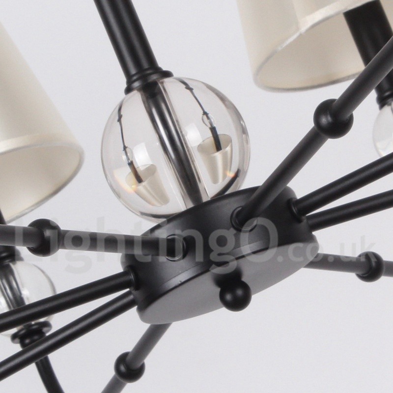 Lámpara de araña contemporánea de estilo rústico retro negro de 8 luces