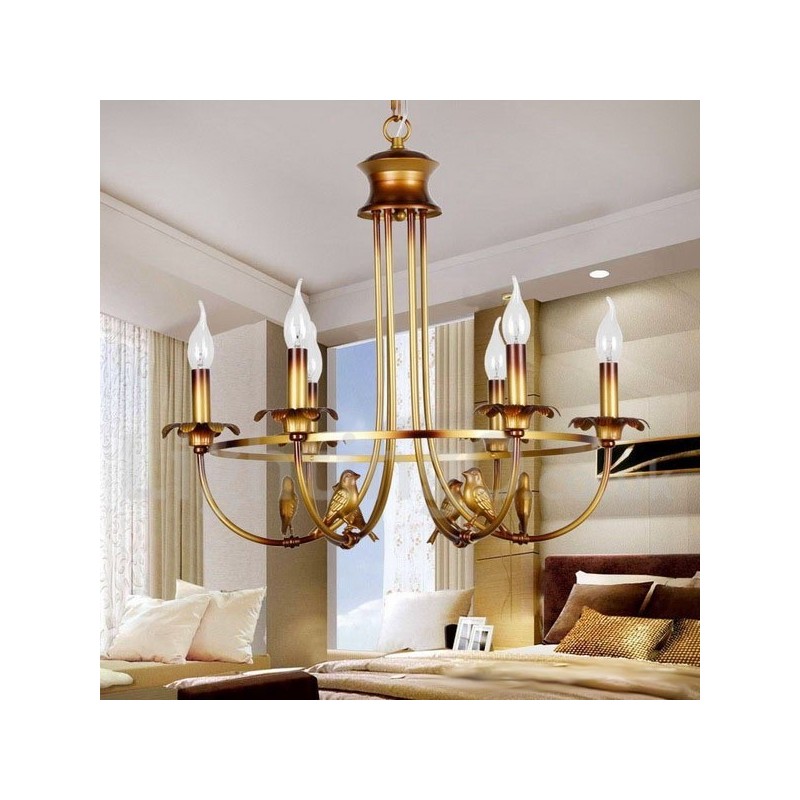 Lámpara de araña estilo vela retro de 6 luces