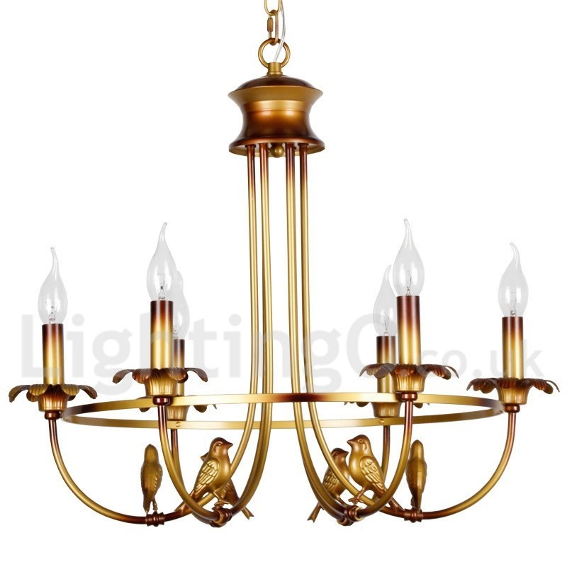 Lámpara de araña estilo vela retro de 6 luces