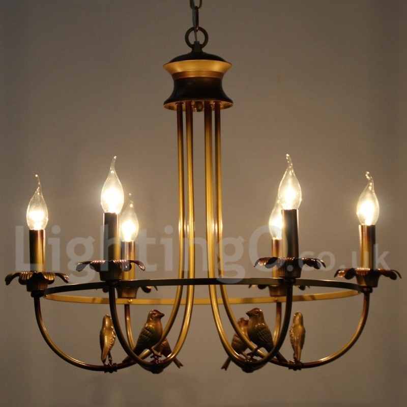 Lámpara de araña estilo vela retro de 6 luces