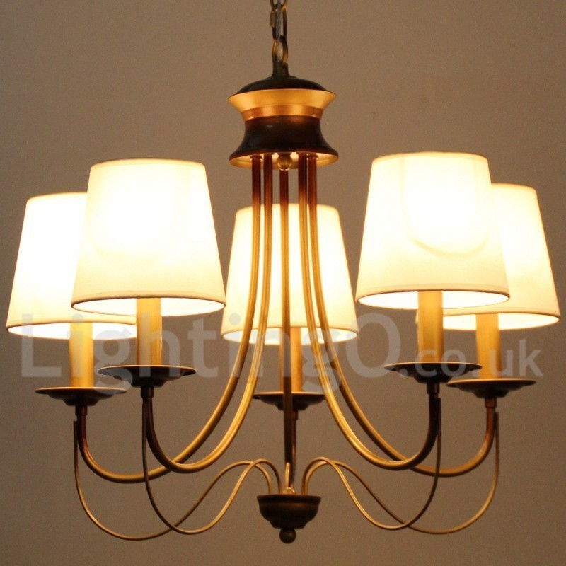 Lámpara de araña de 5 luces estilo rústico mediterráneo, moderna y contemporánea, estilo vela.