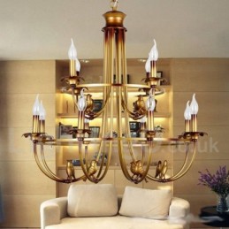 Lámpara de araña estilo vela retro de 12 luces