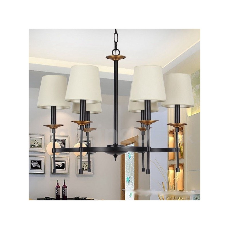 Lámpara de araña contemporánea de 6 luces estilo retro negro