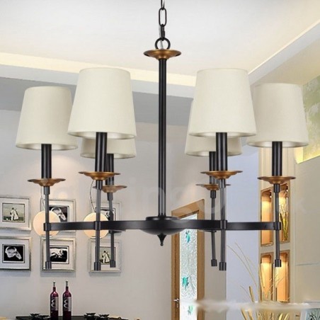 Lámpara de araña contemporánea de 6 luces estilo retro negro Lámpara de araña contemporánea de 6 luces estilo retro negro
