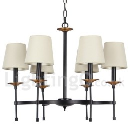 Lámpara de araña contemporánea de 6 luces estilo retro negro