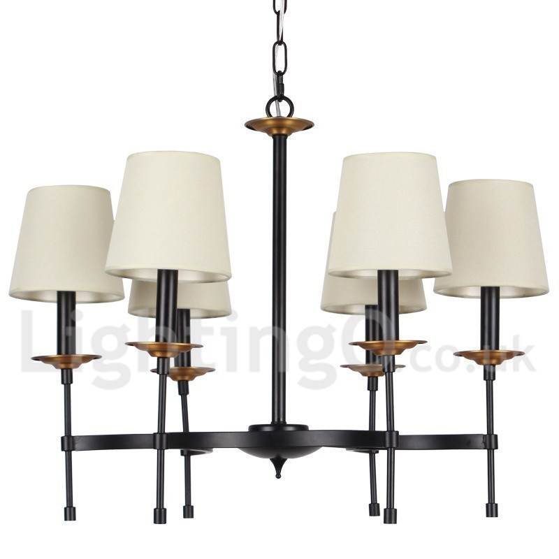 Lámpara de araña contemporánea de 6 luces estilo retro negro