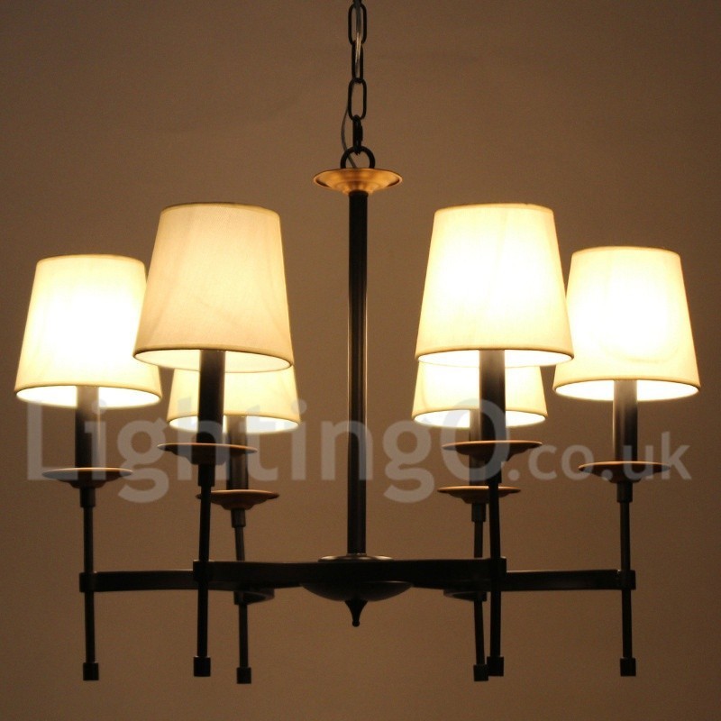 Lámpara de araña contemporánea de 6 luces estilo retro negro