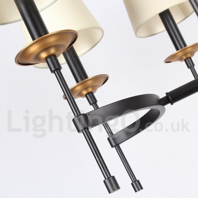 Lámpara de araña contemporánea de 6 luces estilo retro negro