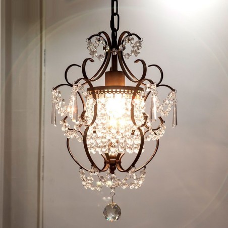 Lámpara de araña de hierro pintado con cristal transparente, iluminación moderna Lámpara de araña de hierro pintado con cristal transparente, iluminación moderna