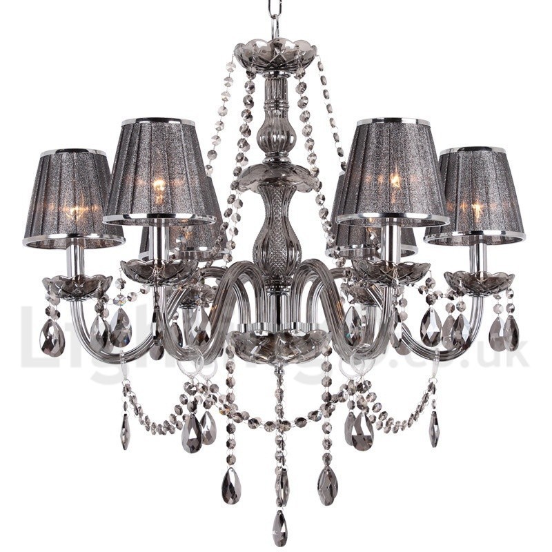 Lámpara de araña estilo vela de cristal K9 de 6 luces