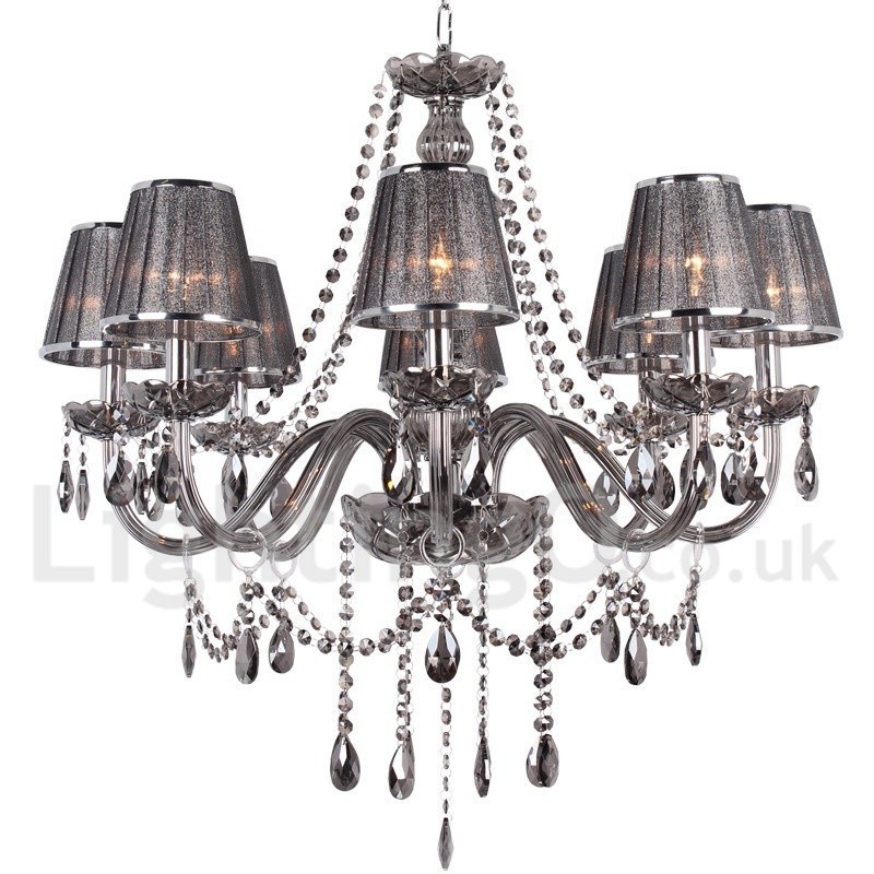Lámpara de araña estilo vela de cristal K9 de 8 luces