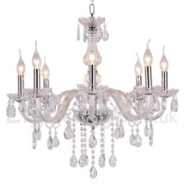 Lámpara de araña contemporánea de cristal K9 de 8 luces estilo vela