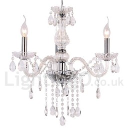 Lámpara de araña contemporánea de cristal K9 de 3 luces estilo vela