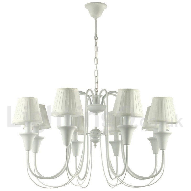 Lámpara de araña estilo vela retro blanca de 8 luces