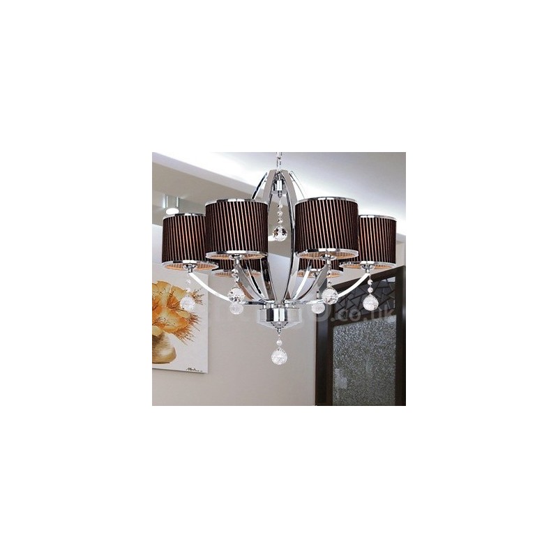 Lámpara de araña contemporánea de cristal K9 de 6 luces estilo vela