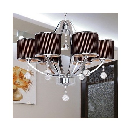 Lámpara de araña contemporánea de cristal K9 de 6 luces estilo vela Lámpara de araña contemporánea de cristal K9 de 6 luces estilo vela