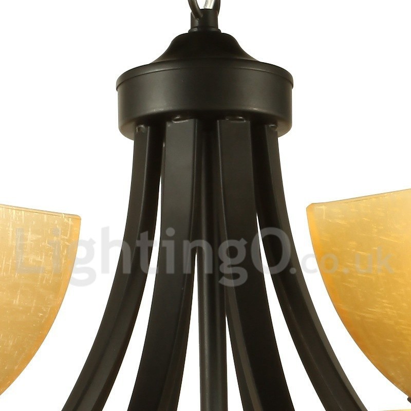 Lámpara de araña de 5 luces estilo mediterráneo con forma de vela negra