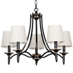 Lámpara de araña de 5 luces, estilo rústico, retro, negro, contemporánea, estilo vela