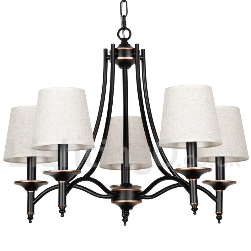Lámpara de araña de 5 luces, estilo rústico, retro, negro, contemporánea, estilo vela