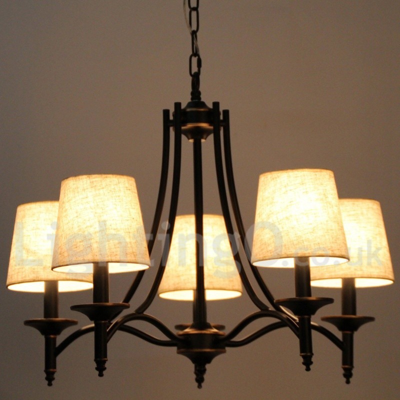 Lámpara de araña de 5 luces, estilo rústico, retro, negro, contemporánea, estilo vela
