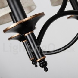 Lámpara de araña de 5 luces, estilo rústico, retro, negro, contemporánea, estilo vela