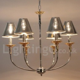 Lámpara de araña moderna contemporánea de 6 luces estilo vela cromada