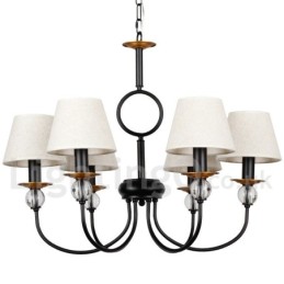 Lámpara de araña de 6 luces rústica, retro, estilo mediterráneo, contemporánea, estilo vela, color negro