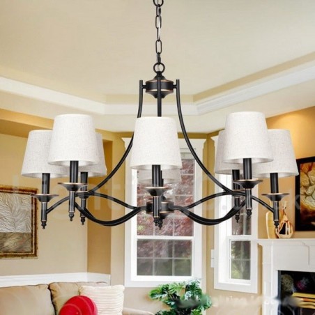 Lámpara de araña contemporánea de 8 luces, estilo rústico retro negro Lámpara de araña contemporánea de 8 luces, estilo rústico retro negro