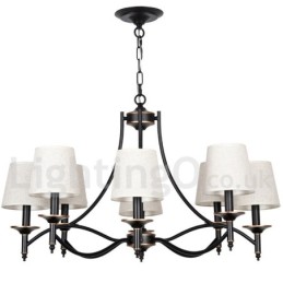 Lámpara de araña contemporánea de 8 luces, estilo rústico retro negro