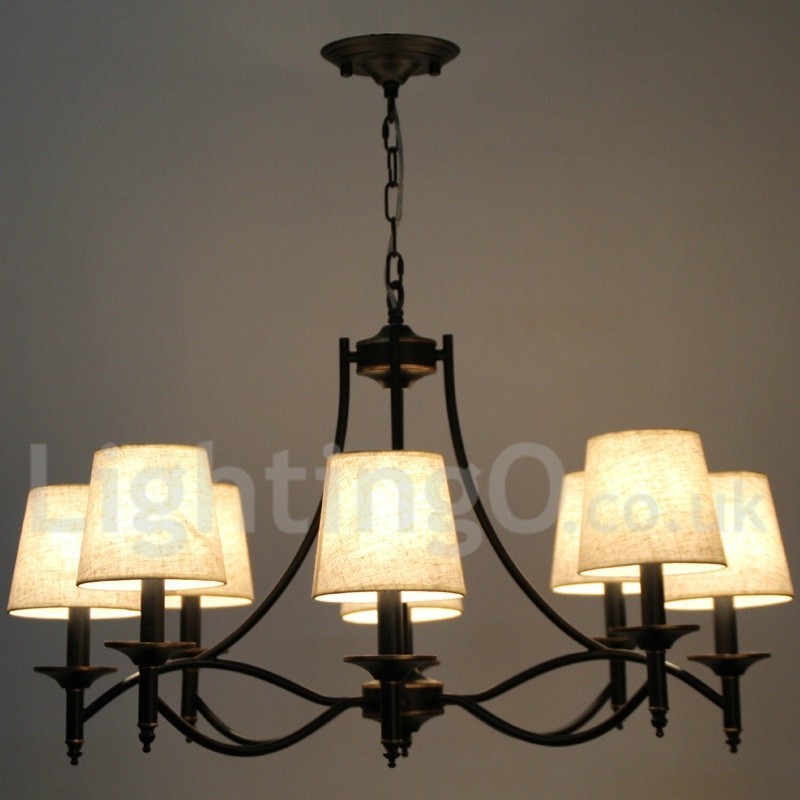 Lámpara de araña contemporánea de 8 luces, estilo rústico retro negro