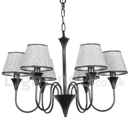 Lámpara de araña de 6 luces, estilo rústico, moderno, contemporáneo, retro, color negro Lámpara de araña de 6 luces, estilo rústico, moderno, contemporáneo, retro, color negro