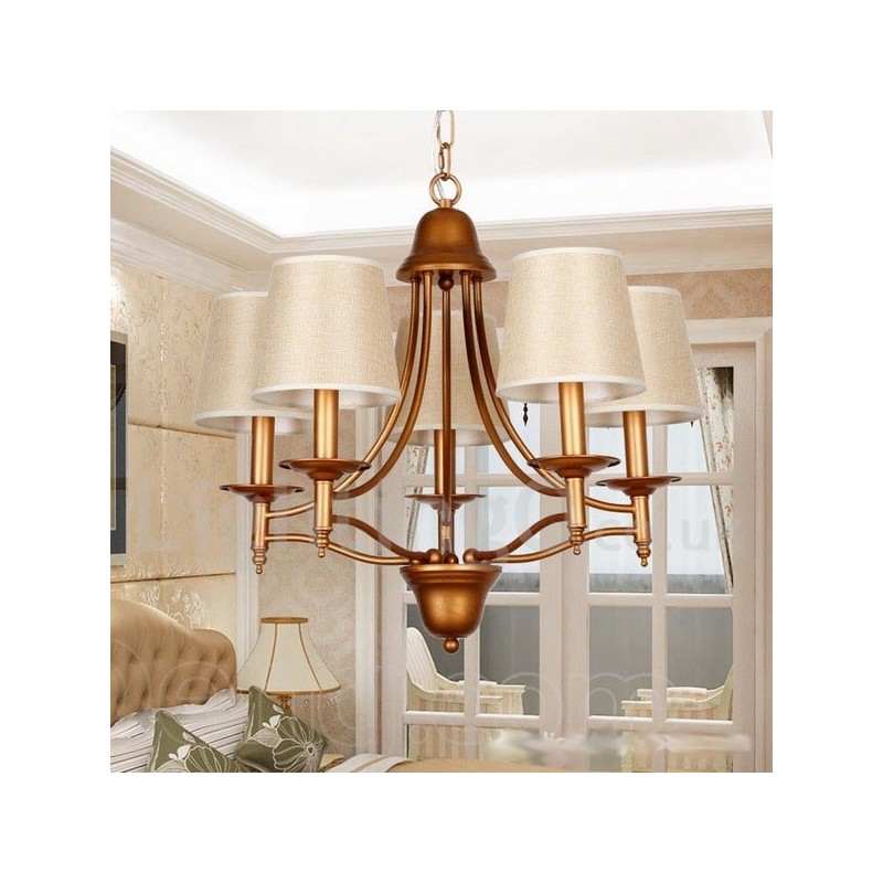 Lámpara de araña rústica estilo mediterráneo retro de 5 luces