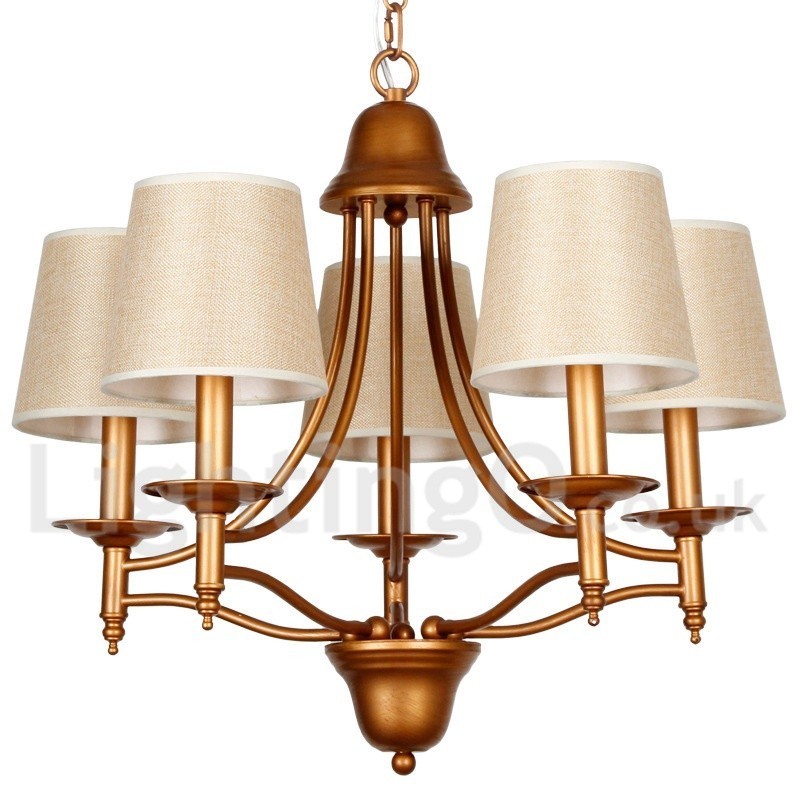 Lámpara de araña rústica estilo mediterráneo retro de 5 luces